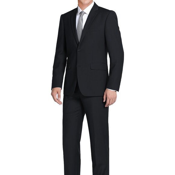 Mens Suits, 2-PC Suit & Pants Set, Solid Black Slim Fit Suit